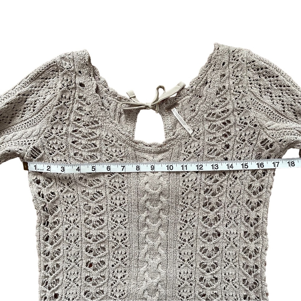 Free People Fitted Textured Knit Sweater with Open Ribbon Tie Back - Picture 7 of 8